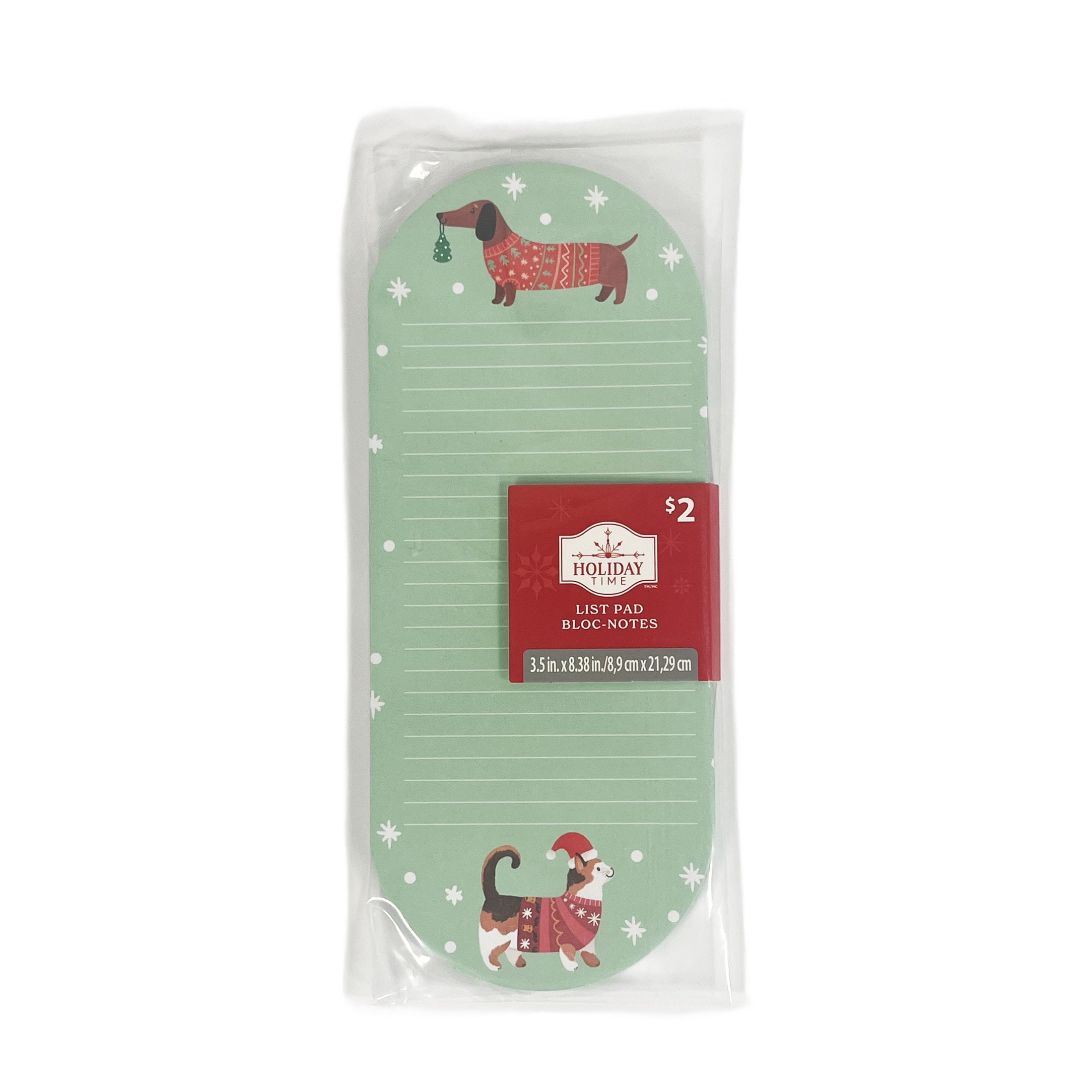 Holiday Time Green Pets Christmas Paper List Pad, Party Favors
