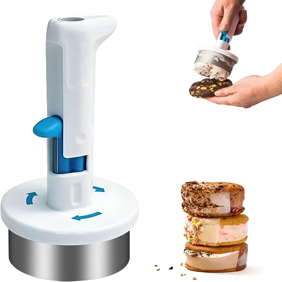 BPPEG Ice Cream Sandwich Maker Tool,Stainless Steel Ice Cream Cookie Sandwich Maker,Easy Release Sandwich Cookie Scoops,Creative Ice-Cream Burger Making,for Kitchen,Dessert Shop