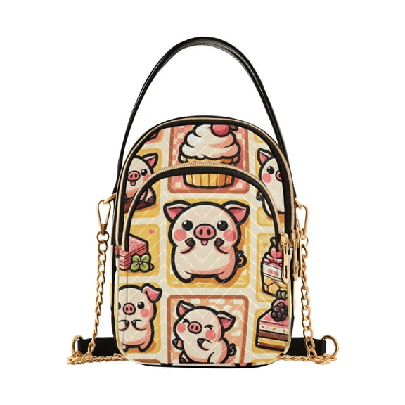 joogoo Women Cute Pig and Cakes Chain Crossbody Bags Shoulder Handbag Phone Purse