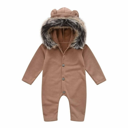 

Ozmmyan Spring And Autumn Infant Toddler Baby Long Sleeve Hooded Collar Romper Bodysuit Jumpsuit