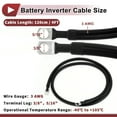 thumbnail image 4 of 1 Pc Battery Inverter Cable Battery Cable 3/8" Lug 5/16" Lug 3 AWG Gauge 4FT Black Tinned Copper, 4 of 7