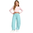 thumbnail image 2 of Oversized Baggy Sweatpants for Girls School Wide Leg Sweat Pants Elastic High Waist Fleece Joggers Trousers Teen Kids Running Casual Trendy Sweatsuits Bottom, 2 of 8