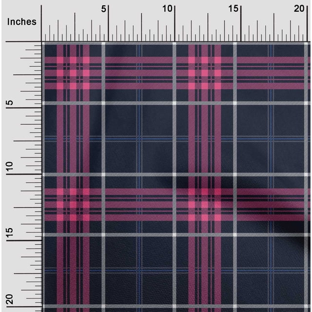 oneOone Silk Tabby Fabric Tartan Check Printed Fabric 1 Yard 42 Inch Wide