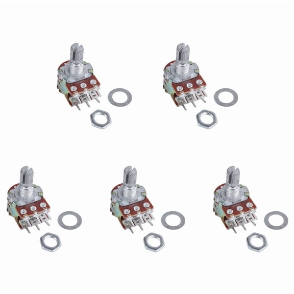 5 Pcs Silver Metal B50K 50K Ohm 6-Pin Dual Trim Potentiometer 3.8x2.8x1.7cm