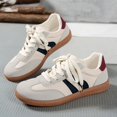 thumbnail image 2 of Women's Casual Sneakers 2026 Spring and Autumn Low-top German Training Shoes New Trendy Patchwork Color Design Flat Shoes Daily Commuting Comfortable Versatile Simple White Shoes , Women Shoes, 2 of 9