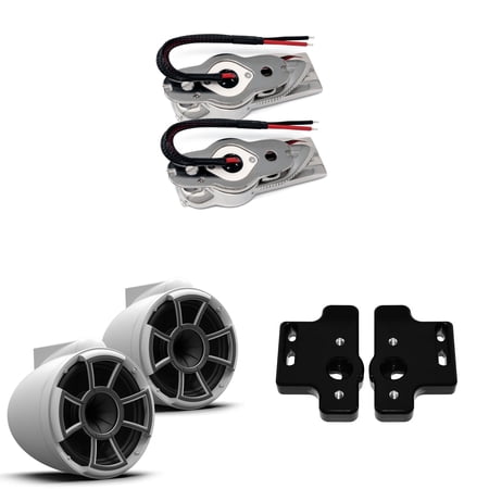 Wet Sounds REV 10 SE BW- Matte White REV10 Special Edition - Revolution Series 10" Tower Speakers, Pair 300 Watts RMS, White, Pair with Wet Sounds BLACK Centurion Gladiator brackets