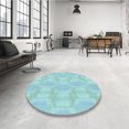 thumbnail image 4 of Ahgly Company Machine Washable Indoor Square Transitional Tron Blue Area Rugs, 4' Square, 4 of 7