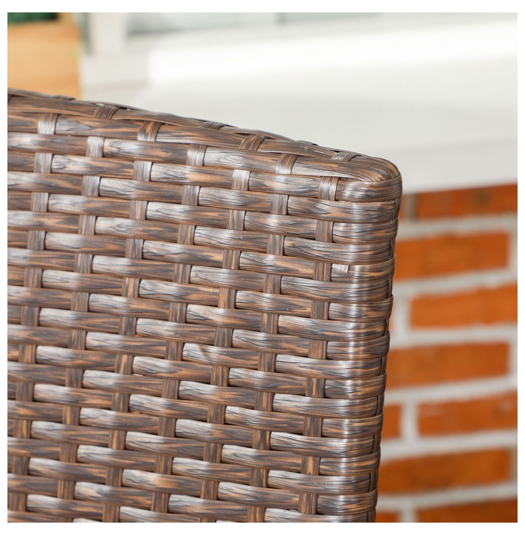 Blue Wicker Patio Chairs - Stackable Outdoor Dining Chairs with Cushions (2-Pack)