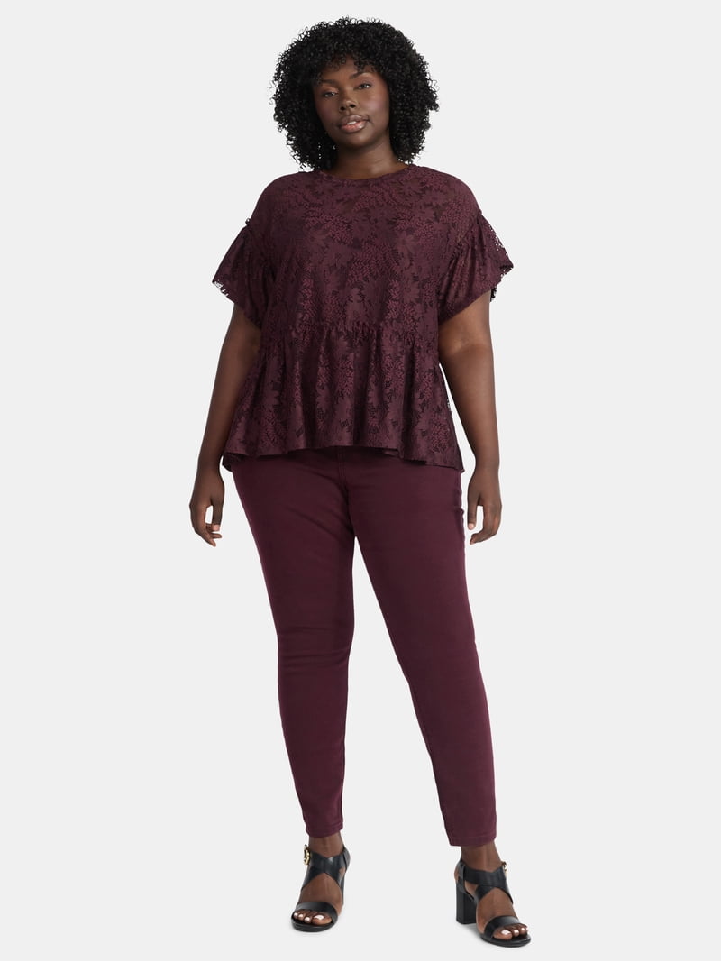 Terra & Sky Women's Plus Lace Peplum Top, Sizes 0X-5X - Walmart.com