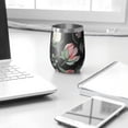thumbnail image 3 of 12oz Stemless Wine Tumblers Pioneer Flower Vacuum Insulated Stainless Steel Travel Tumbler Cups Mug with Lid and Straw for Champaign,Cocktail,Beer with Cleaning Brush, 3 of 5