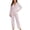 Pink, variant on Krdevn Women's Solid Cloud Soft Pajama Set Long Sleeve Top with Pants Breathable Sleepwear Comfortable Loungewear Two Piece Nightwear,Size:XL