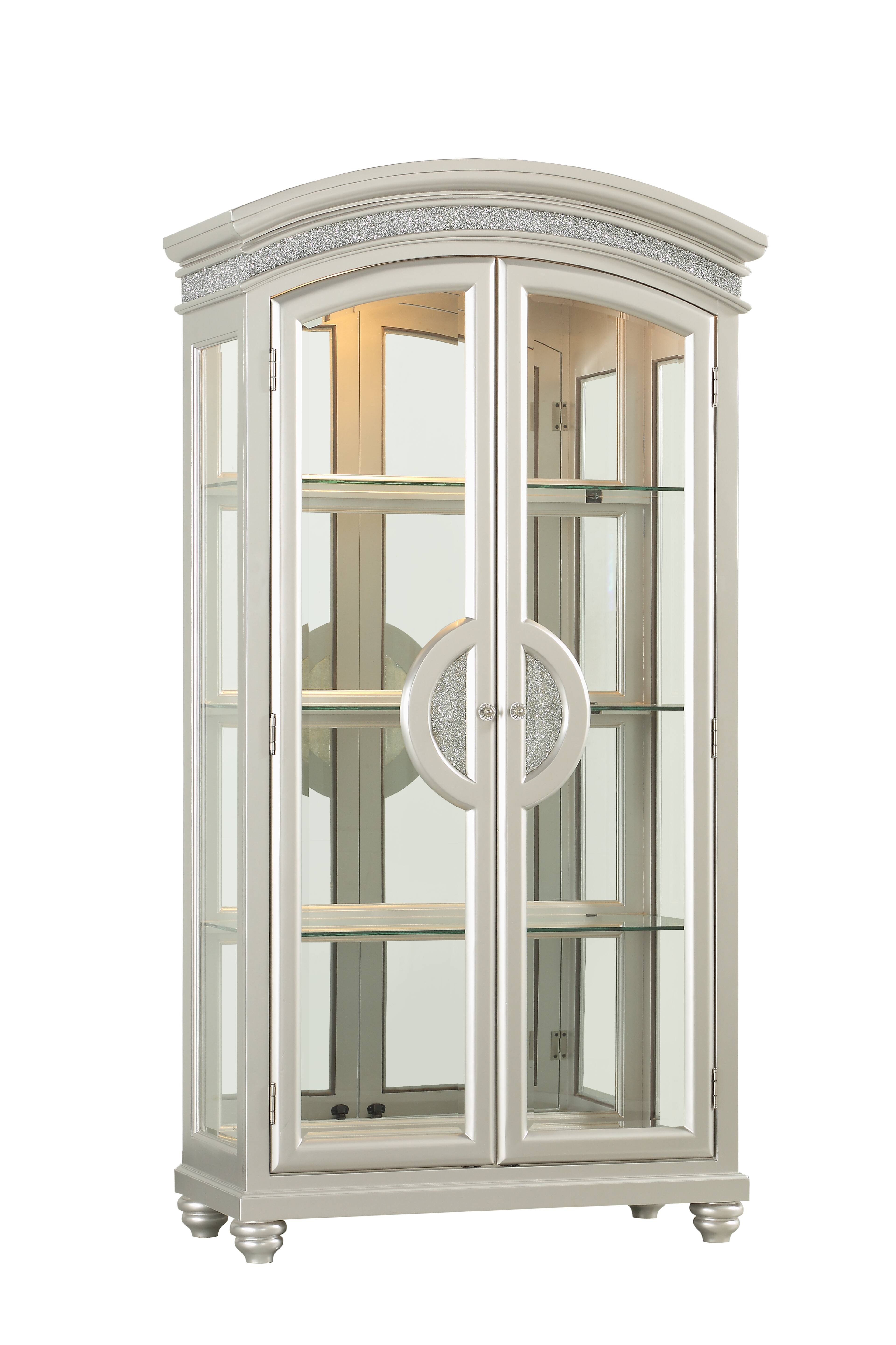 Curio Rounded Top Acme Maverick Wooden Frame Arched Top Curio in Platinum - Walmart.com