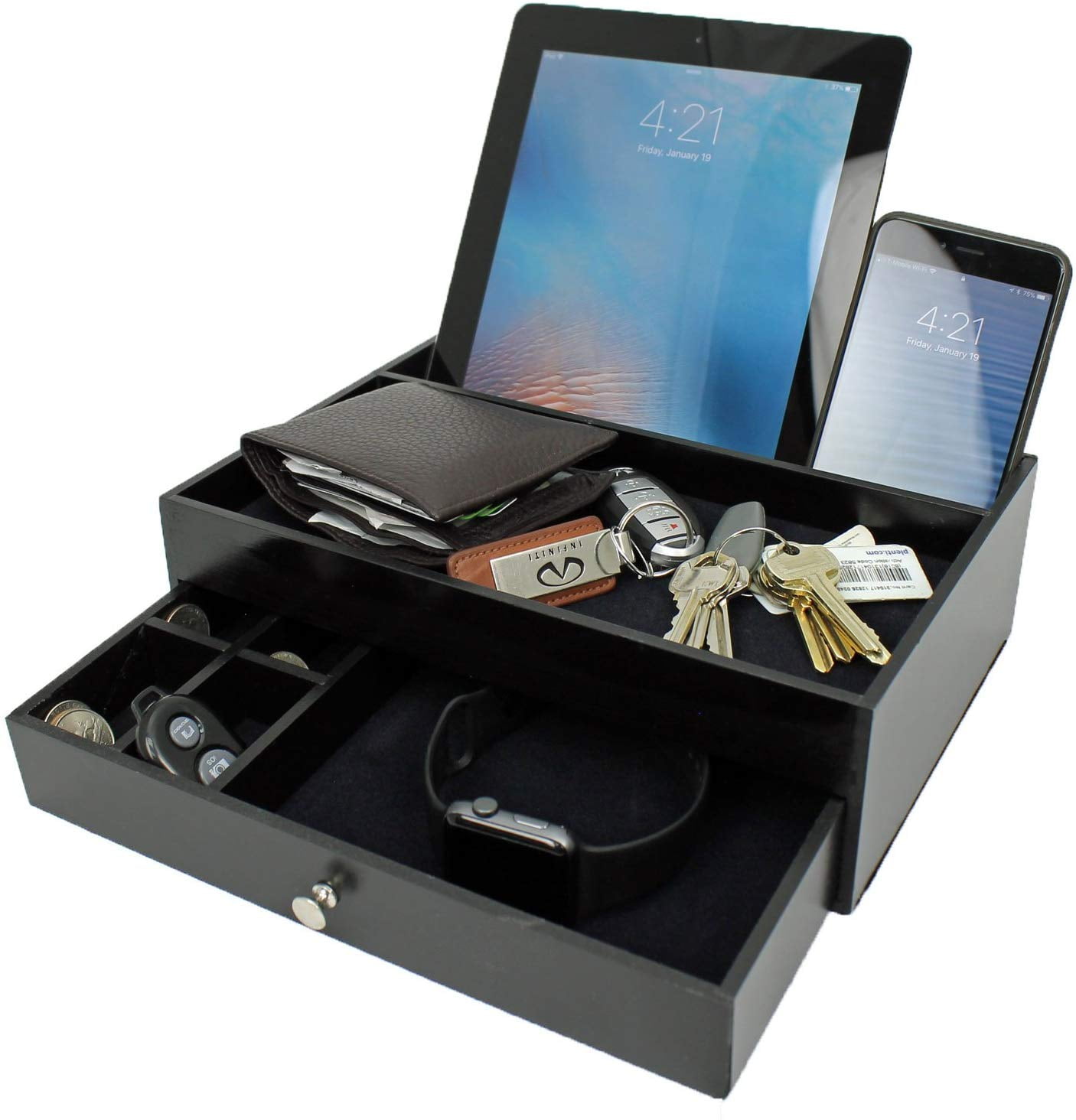Valet Drawer Charging Station 5 Compartment Organizer