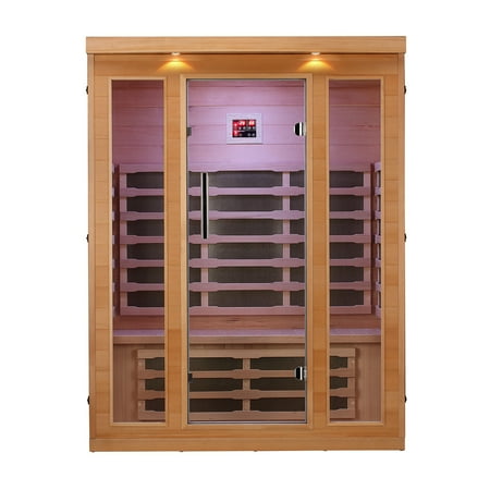 ALEKO IF3HEM Indoor Three-Person Canadian Hemlock Infrared Sauna, Multi-Colored Light Spectrum