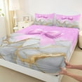 thumbnail image 3 of Castle Fairy Girls Female Bling Glitter Bow Knot 4 Pieces Queen Sheet Sets,Dreamy Princess Ribbon Bow Ultra Soft Flat Sheet,Marbling Watercolor Queen Fitted Sheet,Microfiber Bedroom Decor, 3 of 7
