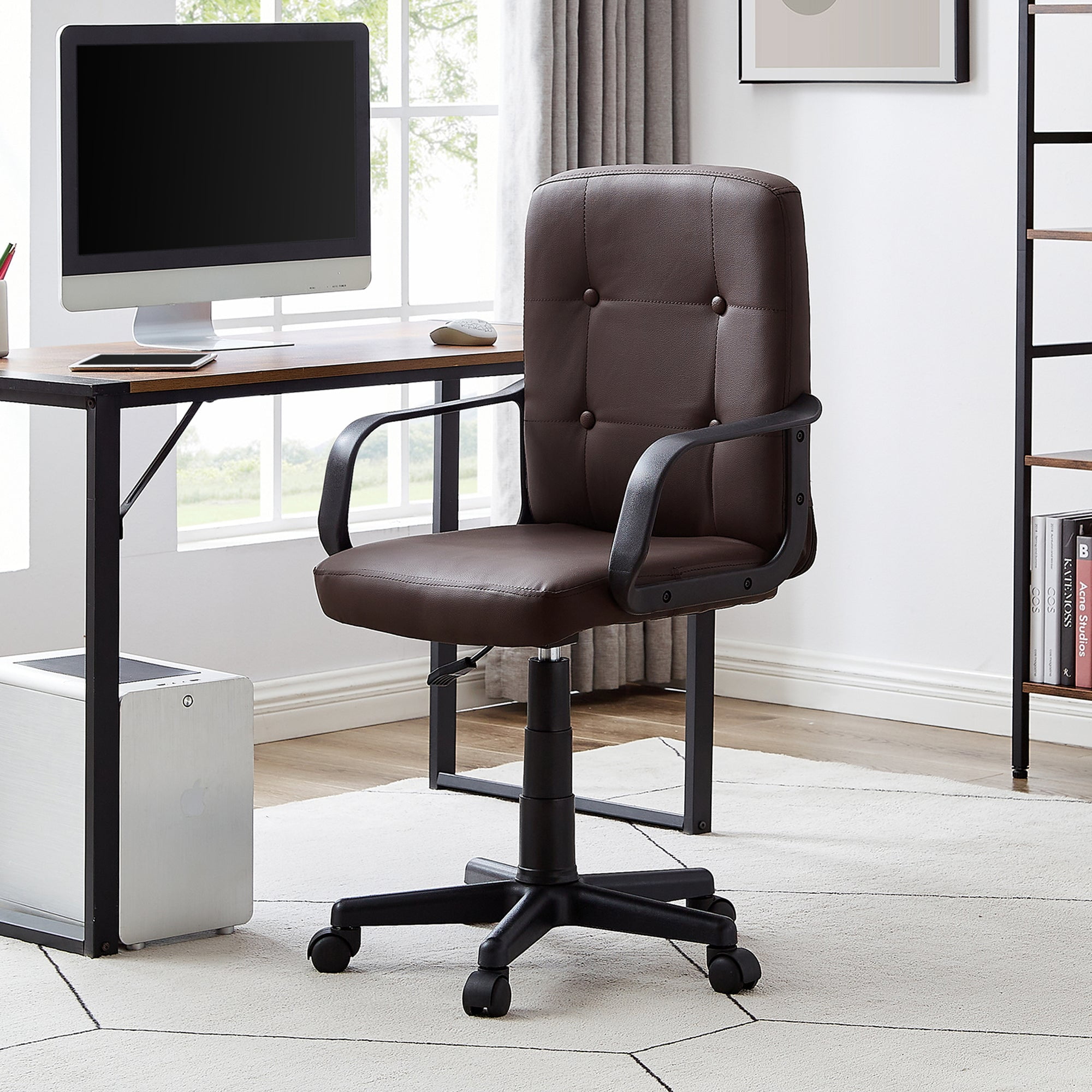 VECELO Office Chair with Armrests and Backrest, Modern PU Leather