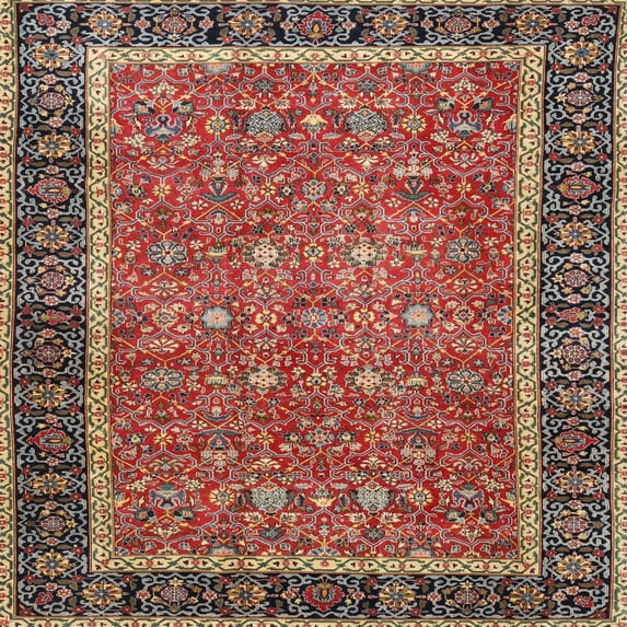 Ahgly Company Indoor Square Traditional Saffron Red Persian Area Rugs, 3' Square