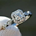 thumbnail image 4 of 2Ct Asscher Cut Lab Created Diamond Halo Women's Engagement Ring 14K White Gold Plated Silver, 4 of 5