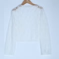 thumbnail image 5 of Women's Lace Shrugs 3/4 Sleeve Sheer Floral Cardigans Open Front Crochet Elegant Bolero Tops for Dresses White, S, 5 of 6