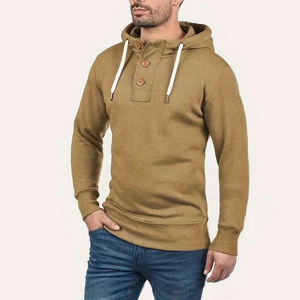 WILLBEST Sudadera con Capucha para Hombre, De Primavera y Otoño, con Botones Decorativos y Cuello A La Moda, Estilo Europeo e Informal Mediana