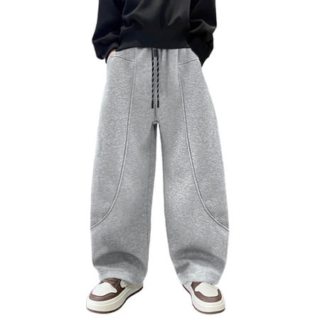 UJNDER Boys Pants Versatile Everyday For And Autumn Lightweight Casual For Outdoor Activities And Play Running Pants Light Gray 11-12 Years