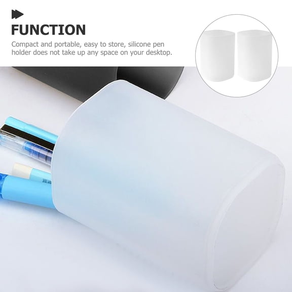 2-Pack White Frosted Makeup Brush Holders and Desk Organizer Cups for Pens, Pencils, Cosmetics, Office, and Student Use