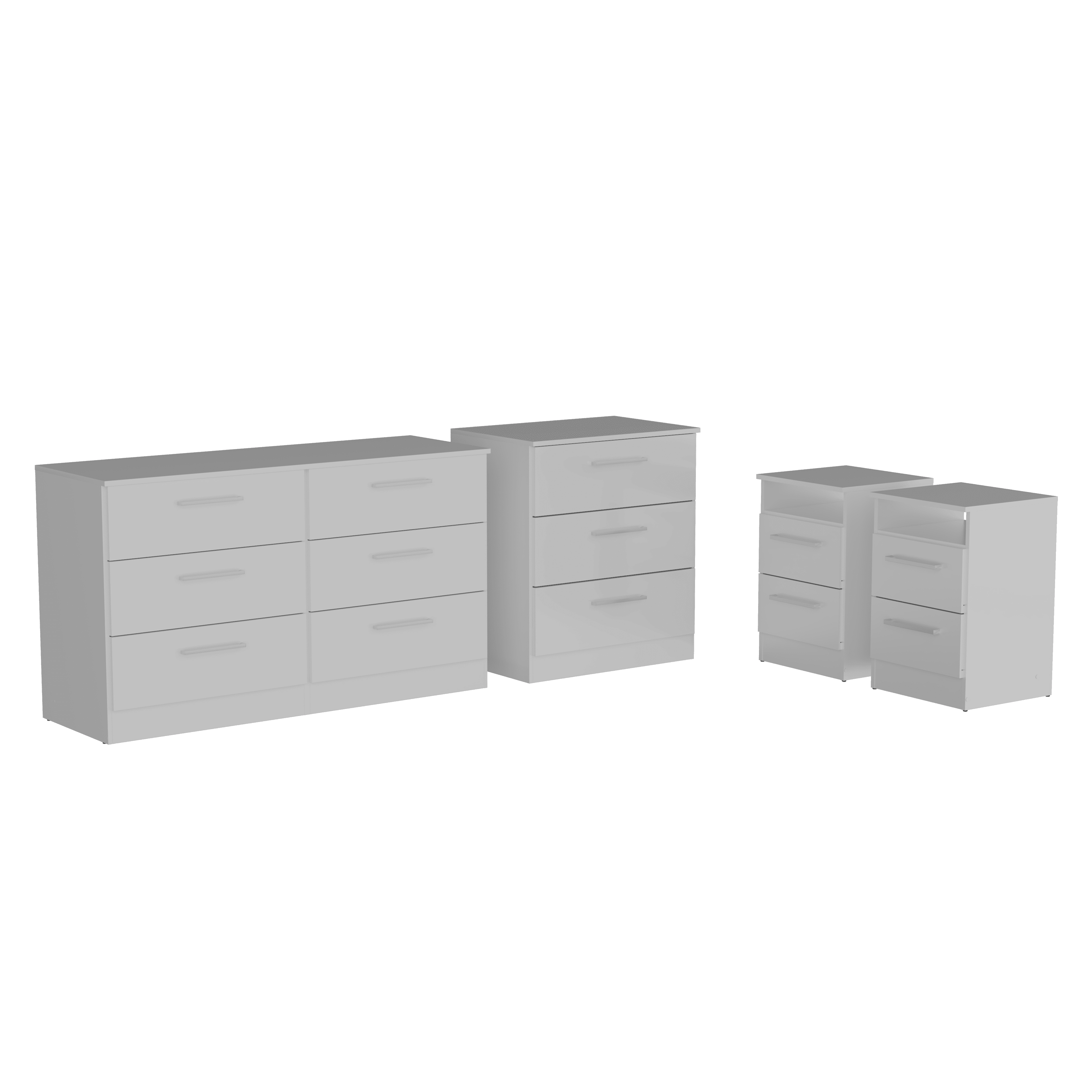 Kappesberg Cambridge 4-Piece White Modern Bedroom Furniture Set with 6-Drawer Dresser, 3-Drawer Chest, and 2 Nightstands - for Adults and Teens