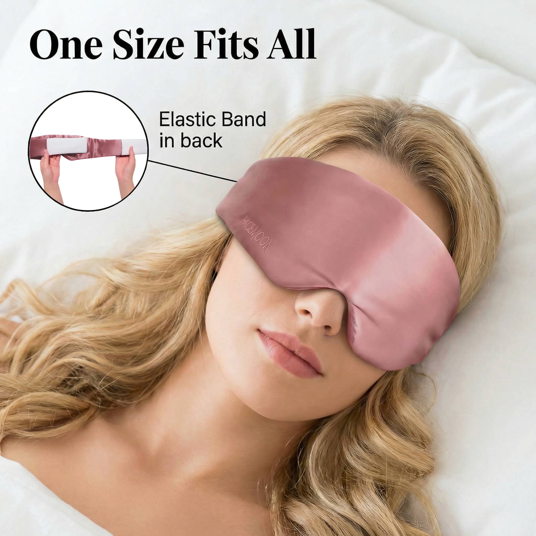 FACEMOON 100% Mulberry Silk Sleep Mask, Adjustable Strap, All-Night Blackout