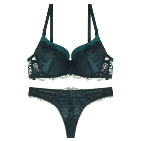 DVKOVI Women s Sexy Lace Color Block Underwear Bra Set Triangle Lingerie Set Push up Bra Padded Bralettes with Adjustable Spaghetti Straps and Triangle Pants
