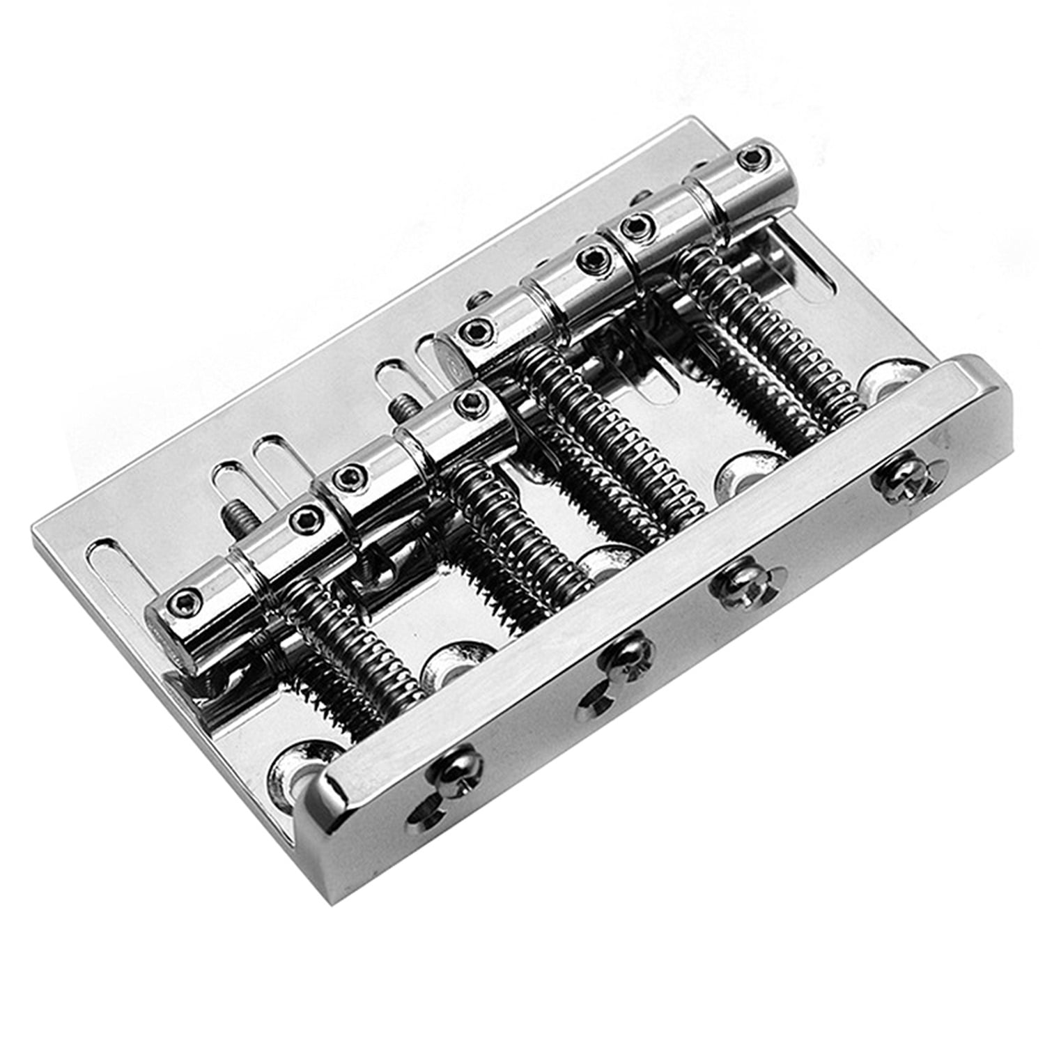 4Pcs Guitar Tuning Pegs Electric Bass Tuner Peg with 4 String Hardtail Bass Guitar Bridge Chrome
