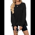 thumbnail image 1 of Sudadera Informal de Cuello Redondo para Mujer, Holgada, Suave y de Larga Negro XXL, 1 of 9