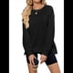 thumbnail image 1 of Sudadera Informal de Cuello Redondo para Mujer, Holgada, Suave y de Larga Negro S, 1 of 9
