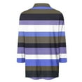 thumbnail image 5 of CLOISE Tees for Women Fall Cute Striped Blouses Lapel V Neck 3/4 Sleeve Tees Tunic Colorblock Basic Tops Elegant Clothes Blue M, 5 of 5