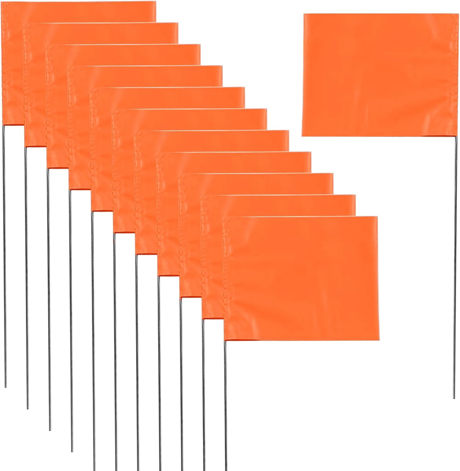 LSKJGA-Marking Flags - 15 x 4 x 5 Inch Yard Flags for Lawn, Landscape, Survey, Sprinkler & Irrigation (Orange, 50Pack)