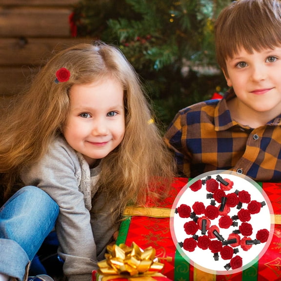 HAKIDZEL 25Pcs Hair Barrettes for Women Dark Red Acrylic Small Flower Design