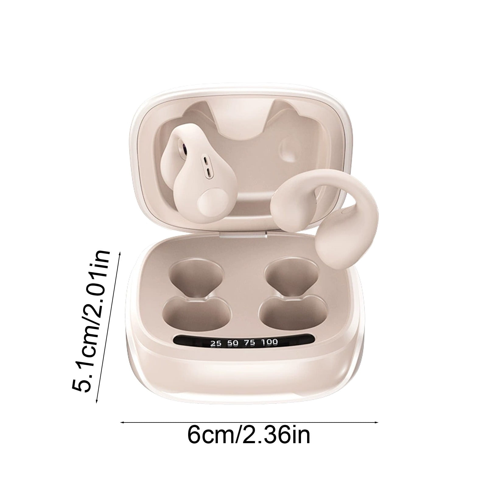 Lunxisen 3 Pcs Clip On Bluetooth Earpiece Bone Conduction LED Display Long Battery Life for Music Calls Workout Running