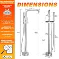 thumbnail image 3 of SUNRINX Brushed Nickel Freestanding Tub Faucets, Single Handle Free Freestanding Tub Faucet With Brass Two-Function Handshower, Max 6 GPM Floor Mount Tub Filler With 360° Rotating Spout, 3 of 14