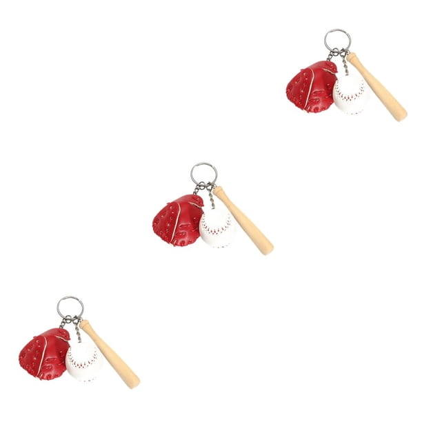 Bewildely 3 piezas de llavero de béisbol artificial pequeño guante de murciélago de llavero Prop suministros deportivos regalo niños niñas Type4 NO4 Bewildely CBP182599