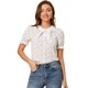 thumbnail image 1 of Allegra K Top De Camisa Campesina De Manga Corta Con Cuello De Lazo Floral Para Mujer Blanco XS, 1 of 5
