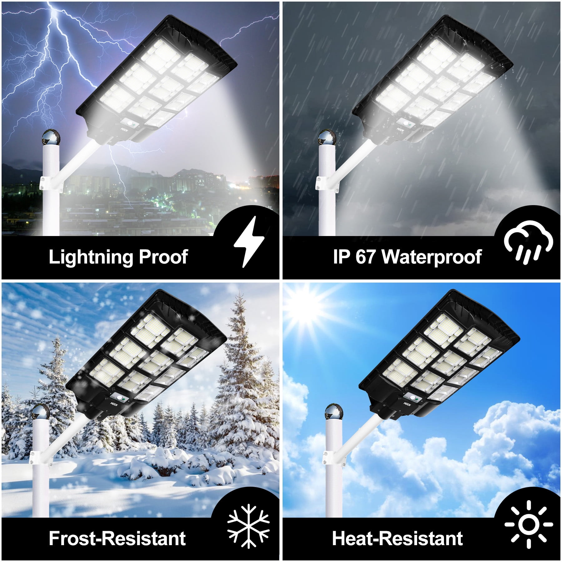 MUCH Solar Street Light, 7800W 3 Modes 8000000LM Dusk to Dawn Solar Lights Outdoor with Motion Sensor Remote Control Waterproof for Yard Parking Lot, Garage, Street, Road