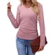 thumbnail image 1 of Tops Casuales para Mujer, Cuello en V, Camisas de Larga, Túnicas Básicas con Frunces Lisos, Blusas Rosa XL, 1 of 7