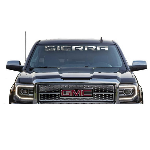 GMC SIERRA Black/Grey American Flag Windshield Banner Decal 2015-2026 GM Licensed