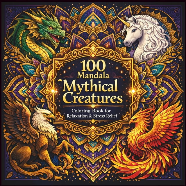 Libro para colorear de criaturas mandala, 100 diseños