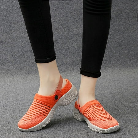 

YOTAMI Sandals for Women 2022 Women s Shoes Low-top Casual Flying Woven Socks Lightweight Lazy Walking Shoes Flying Woven Slippers Orange