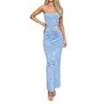 thumbnail image 1 of Women Strapless Knitted Long Dress Sexy Twisted Front Sleeveless Tube Dress Bodycon Split Party Club Dress, 1 of 5