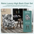 thumbnail image 5 of Bananova Vintage High Back Accent Chair with Side Table, Upholstered Wingback Armchair and Wooden Coffee Table Set, Comfy Reading Chair with Rolled Arms for Living Room Bedroom Office Lounge,Floral, 5 of 8