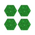 thumbnail image 2 of Kll Hexagon Drink Coasters Set Of 4,Pu Leather Absorbent Coasters Set Decorative Coffee Cup Coasters Housewarming Gift For Home Decor-Green Glitter, 2 of 9