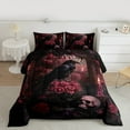 thumbnail image 2 of jejeloiu Retro Rustic Flower Full Size Comforter Sets,Country Raven Bird Bedding Comforter Set,Red Rose Floral Bedding Sets For Men Women,Breathable Home Decor Reversible,3pcs, 2 of 8