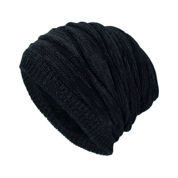 Riforla Men Winter Outdoor Wool Knit Warm Hat Thick Soft Beanie Ski Caps Hats for Men Black