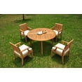 thumbnail image 4 of Grade-A Teak Dining Set: 4 Seater 5 Pc: 52" Round Table And 4 Lagos Arm Chairs Outdoor Patio WholesaleTeak #WMLGk, 4 of 5